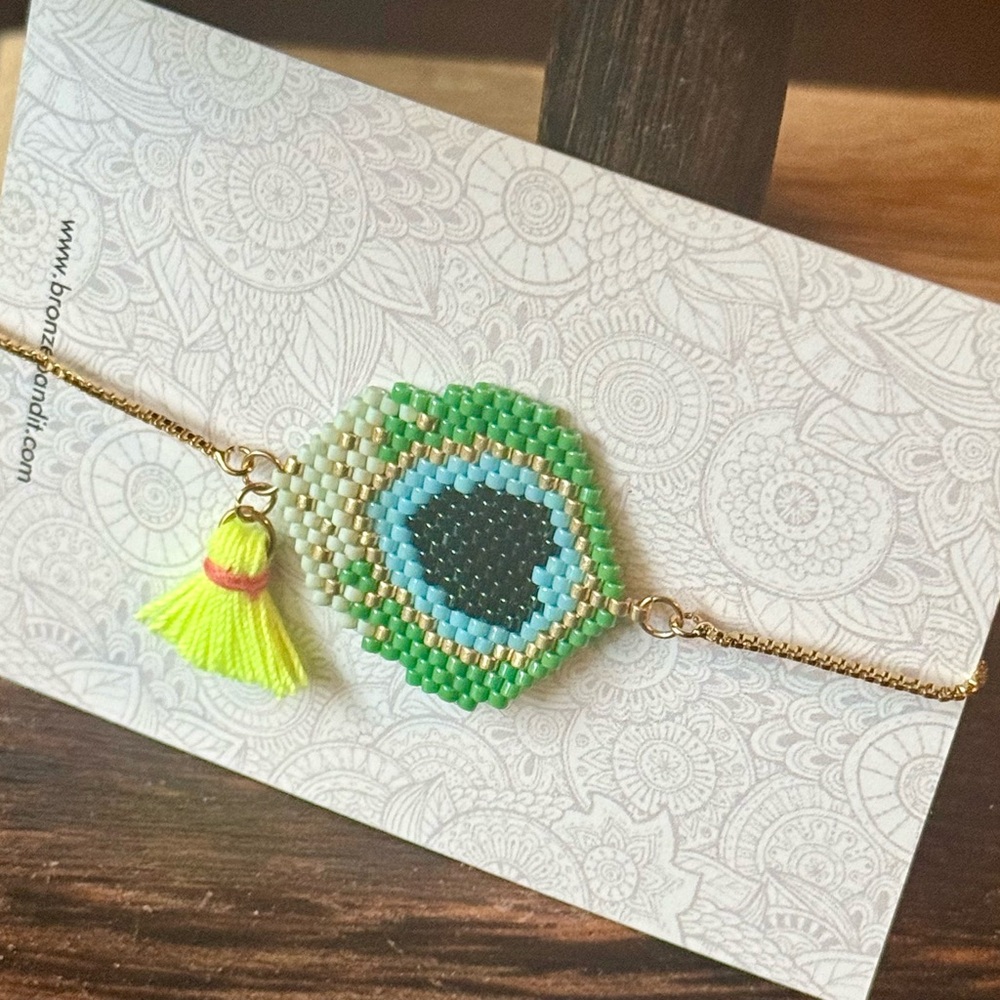 Miyuki Seed Beaded Peacock Bracelet